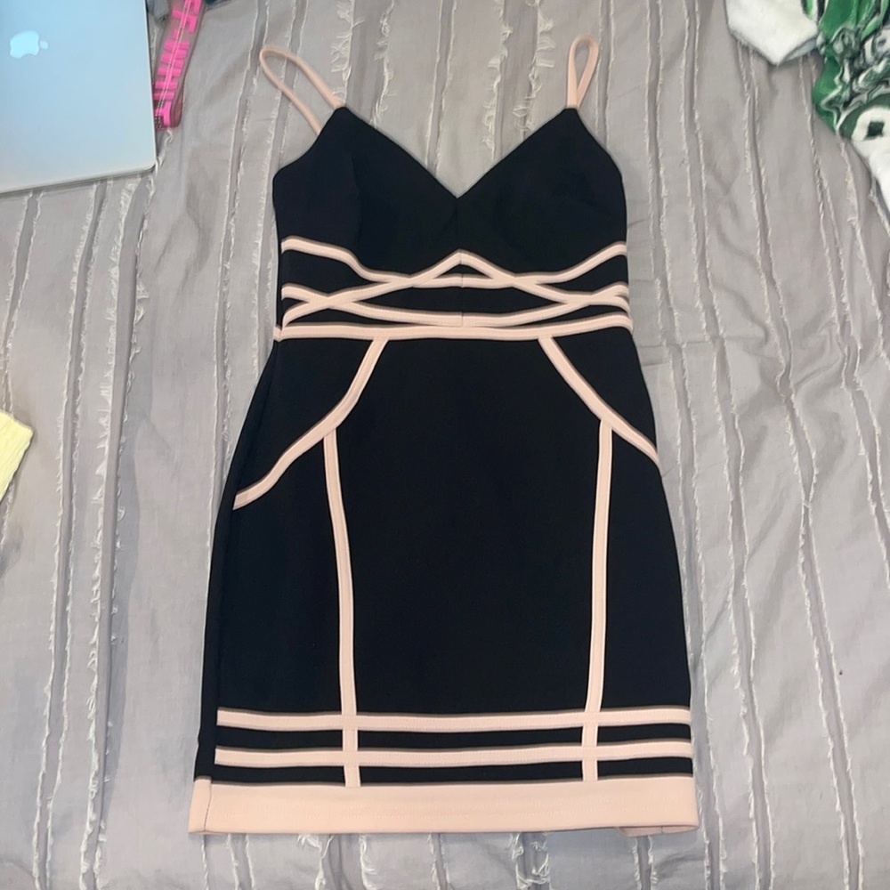 Tan and black dress